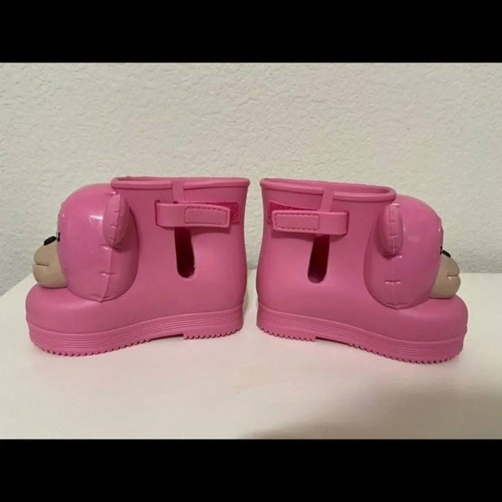 Mini Melissa + Jeremy Scott Pink Monkey Rainboots Water Resistant Boots Size 5